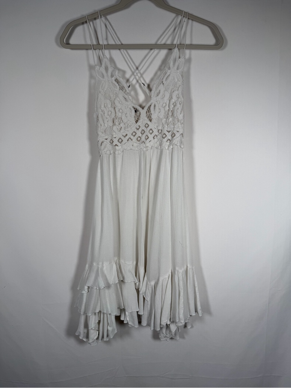 Free People Adella Slip Dress White Crochet Babydoll Boho Cottage